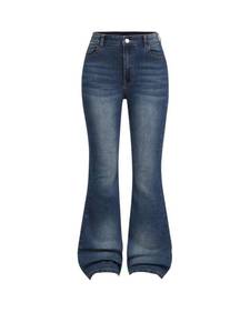 lot 6466 image: GORGLITTER Girls Flare Jeans High Waisted Bell Bottom Denim Pants with Pockets Medium Wash Size 13 Years
