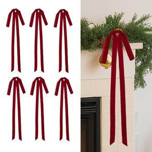 lot 6478 image: Velvet Ornaments Christmas Tree Bows - 6 Pcs Red Christmas Bows for Gift Wrapping Crafts 15 x 23 Inch Crafts Holiday Decor for Tree Garland Topper Wedding Party Home Decorations Indoor DiliComing