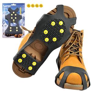lot 6483 image: Sfee Ice Cleats for Boots Shoes, Snow Grips Cleats for Ice and Snow Anti-Slip Rubber Traction Cleats for Walking on Snow and Ice 10 Steel Studs Crampons for Hiking, Walking, Climbing, Jogging