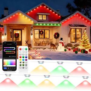 lot 6486 image: lemonlovely Permanent Outdoor Lights for House, 50ft with 25 Smart ICRGBCW LED Eaves Light, Waterproof Christmas Halloween Permanent Decor Light for Daily and Holiday, AppRemote Control