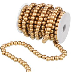 lot 6490 image: Waydress Christmas Wooden Bead Garland Rustic Farmhouse Garland Xmas Tree Bead Ornaments for Christmas Decorations, Total of 26 Feet(Gold)