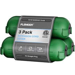 lot 6494 image: Flemoon 3 Pack Outdoor Extension Cord Safety Cover, IPX4 Weatherproof Electrical Box to Protect Outdoor Outlet, Plug, Socket, Halloween, Christmas Holiday Decoration Light, Green