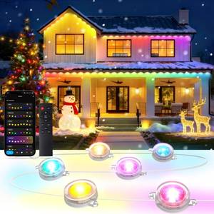 lot 7586 image: RGBIC Permanent Outdoor Lights for House Garden, 50Ft Smart Eave Lights, String Lights, IP67 Waterproof, for Christmas Halloween Decor Birthday Gift with Alexa, Google Assistant APPRemote Control