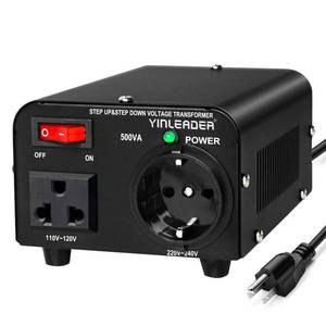 lot 7589 image: Yinleader 110v to 220v European Voltage Converter Transformer 500W Step Up Converter 110120 Volt to 220230240 Volt or Step Down 220 to 110,110V US Power Cord Included Only, No 220V Cord