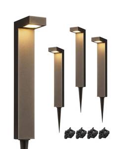 lot 7600 image: EDISHINE Low Voltage Pathway Lights Wired, 3000K 3.2W 50,000Hrs Waterproof LED Outdoor Landscape Lighting with Connectors, 12V Modern Cast-Aluminum Landscape Path Lights for Walkway Garden, 4 Pack