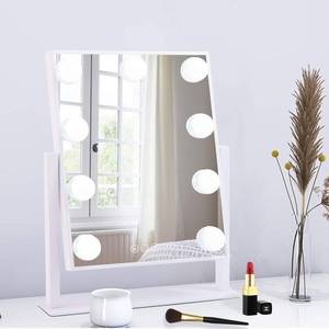 lot 7601 image: BWLLNI Lighted Makeup Mirror Hollywood Mirror Vanity Mirror with Lights, Touch Control Design 3 Colors Dimable LED Bulbs, Detachable 10X Magnification, 360°Rotation, (White) 12 L x 14 W