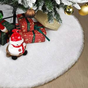 lot 7605 image: Vonhen 84 Inch Faux Fur Christmas Tree Skirt - Premium White Extra Large Plush Tree Skirt for 7.5-15 Ft Trees