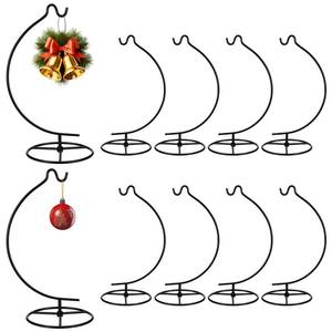 lot 7609 image: xozeooeu 10 Pack Ornament Display Stands, 10.8 Height Metal Hanger Holder for Air Plants, Terrariums, Glass Globes, Crystal Balls - Christmas Wedding Home Office Decor (Black)