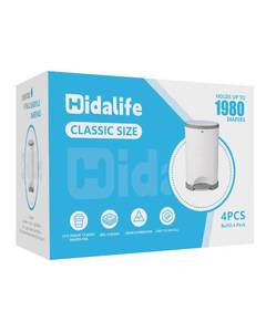 lot 7627 image: HIDALIFE Refills Compatible with Dekor Classic Diaper Pails, Disposable Diaper Trash Bags, Extra Thick Diaper Pail Refill Liners, Hold Up to 1980 Diapers (4 Pack)