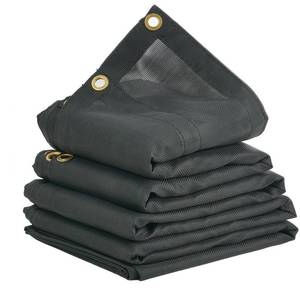 lot 7629 image: VEVOR Dump Truck Mesh Tarp, 7.5x18 ft, PVC Coated Black Heavy Duty Cover with 5.5 18oz Double Pocket, Brass Grommets, Reinforced Double Needle Stitch Webbing Fits Manual or Electric Dump Truck System