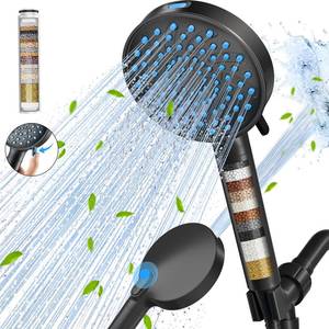 lot 8121 image: Heemli Filtered Shower Head with Handheld, Water Softener Filters for Hard Water - Remove Chlorine - Reduces Dry Itchy Skin High Pressure 7 Spray Mode Showerhead with Filters, Matte Black