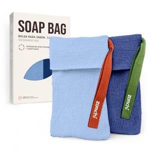 lot 8151 image: ZOMCHI 2 Pieces Soap Bags for Soap Bars with Different Roughness, Exfoliating Soap Saver Bags, Soap Pouch for Body Wash (Blue)
