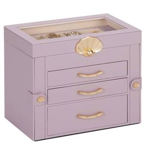 lot 9731 image: Enthralite Jewelry Box with 3 Drawers Display Organizer for Earrings Necklaces - Gifts for Girls Women (Grey Purple)