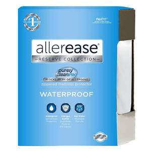 lot 9735 image: AllerEase Waterproof Mattress Protector Stain Protection Twin Size Allergen Barrier Hot Water Washable Machine Washable Durable Zippered Knit Mattress Cover Stretch Corners (White)