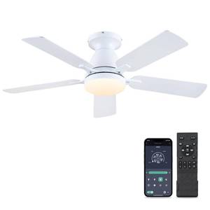lot 9736 image: Mpayel Ceiling Fans with Lights, 46 Indoor Low Profile Ceiling Fan with Light and Remote, Modern Flush Mount Ceiling Fan for Bedroom, LED Dimmable DC Reversible Motor, White