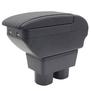 lot 9740 image: YJYWZH Armrest Box for Nissan Versa 2007-2011 Center Storage Box Hand Interior Centre Consoles with Cup Holder Arm Rest Double-Layer Accessories Black (4 USB Black with Black Thread)