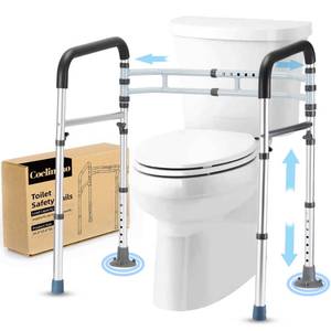 lot 9741 image: Toilet Safety Rails (300 LB) �� Adjustable, Foldable Toilet Handle Frame for Elderly & Disabled Adults, Supports All Toilet Types