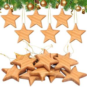 lot 10215 image: Henoyso 12 Pcs Handcrafted Wood Star Ornaments Star Hanging Christmas Tree Ornaments 2.8 Wood Hanging Decorations for Christmas Tree Winter New Year Party Supplies