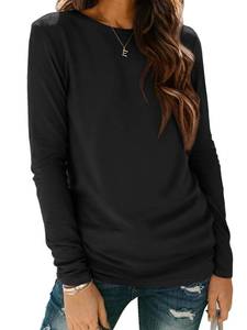 lot 10228 image: ATHMILE Ladies Loose Fit Basic Tee Fall Outfits 2025 Women Underscrub Long Sleeve Tops Fashion Crew Neck Shirts Fall Blouse Trendy Black