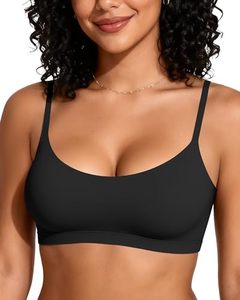 lot 10241 image: OEAK Womens Comfortable Bras No Underwire Cami Bra Seamless Unlined Bralettes Scoop Neck Unpadded Everyday Sports Tshirt Bra Black,M