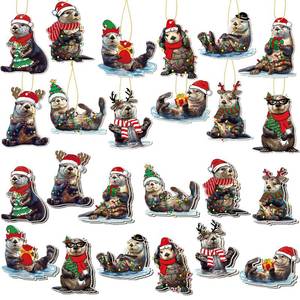 lot 10246 image: Vercraft 36 Pcs Otter Wood Ornament Christmas Sea Otter Ornaments Otters Merry Christmas Sea Animal Christmas Tree Ornament Otter Decor for Christmas Holiday Party