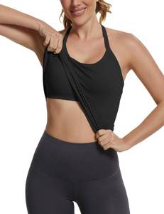 lot 10257 image: MathCat Seamless Workout Tank Tops with Built in Bra��Racerback Athletic Tank Tops Ribbed Soft Yoga Shirts Black