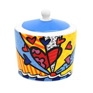 lot 10263 image: Britto Bone China Sugar Bowl with Lid  Colorful Coffee Bar Accessories, Seasoning Pot Box, Ceramic Salt Pepper Organizer, Farmhouse Kitchen Decor  10.4 oz (New Day (Multicolor))