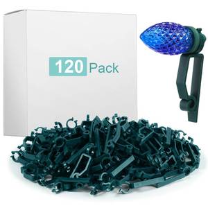 lot 10272 image: Wenqik Large C7 C9 Christmas Light Clip Outdoor Holiday Light Clips for Gutters and Shingles Outdoor Hang Gutter Hooks Weatherproof for Christmas Decoration(Dark Green,120 Pcs)