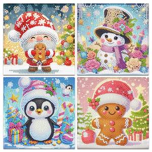 lot 10281 image: cviokrdu 4 PCS Christmas Diamond Art Kits for Kids, Christmas Diamond Art for Kids Ages 4 8 12, Cute Snowman Penguin Gnome Gem Art Kit Crafts Beginners for Gift Home Wall Decor(6x6inch)