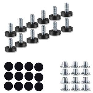 lot 10282 image: 12 Pcs 14 Inches -20 UNC Thread Screw-in Adjustable Furniture Leveling Feet with T-Nuts and Felt Pads �� Safe Protection and Sound-Insulation for Floor �� Premium Furniture Feet Levelers by Ruylwne