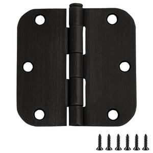 lot 10289 image: 3-Pack 3.5-Inch x 3.5-Inch Interior Door Hinges with 58-Inch Radius, Oil Rubbed Bronze, Heavy Duty Steel Construction, Left- or Right-Handed �� Design House, 181438