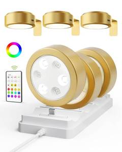lot 11825 image: EZVALO Picture Lights for Wall, Rechargeable Battery Magnetic Poster Lights with 3 Color Temps & 12 RGB, Remote Dimmable Timer Light, Wall Decor Light for Art Display (6 Pack with Charging Station)