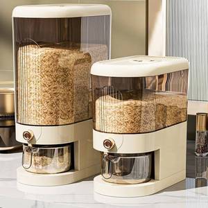 lot 11843 image: Peaoop 22LBS Rice Dispenser, Large Grain Container Storage with Lid Measuring Cylinder Household Cereal Dispenser Bucket for Kitchen Soybean Corn (22lb)