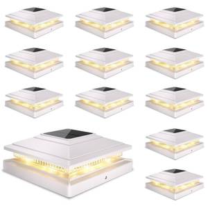 lot 11848 image: Solar Post Cap Lights Outdoor 12pack, Waterproof Fence Post Solar Lights for 4x4 5x5 6x6 WoodVinyl Posts, White Deck Post Lights with 2 Color Modes Decorate Garden Patio Porch Backyard