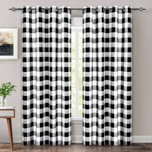 lot 11854 image: DriftAway Buffalo Plaid Check Curtains Blackout Room Darkening Thermal Insulated Black and White Buffalo Checkered Window Drapes for Farmhouse Bedroom Living Room Grommet Curtain 2 Panels 84 Inch Long