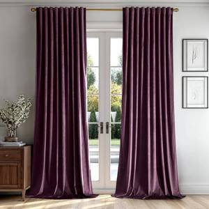 lot 11856 image: MIULEE Dark Purple Velvet Curtains 90 inches - Luxury Blackout Curtains for Bedroom Living Room Thermal Insulated Super Soft Window Drapes Rod Pocket & Back Tab, W52 x L90 inches, 2 Panels