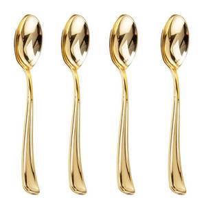 lot 11859 image: Liacere 200 Pack Gold Plastic Spoons - 6.7 inch Heavy Duty Plastic Spoons - Heavyweight Gold Disposable Spoons for Parties & Weddings & Restaurants & Christmas & New Year
