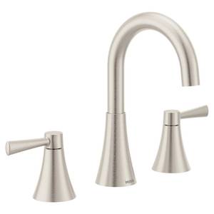 lot 11882 image: (Parts only)Moen Ronan Spot Resist Brushed Nickel Two-Handle Widespread Modern Bathroom Faucet, Valve Included, 84023SRN