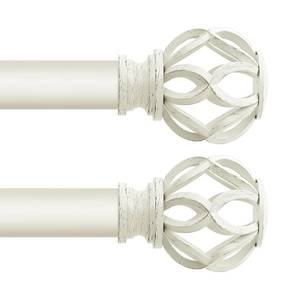 lot 11892 image: TVWOO White Decorative Farmhouse Curtain Rods 2 Pack36-88Adjustable Heavy Duty Single Window Curtain Rod for Bedroom Living Room,White Boho Rustic Drapery Rods with Vintage Twist Finial Easy Install