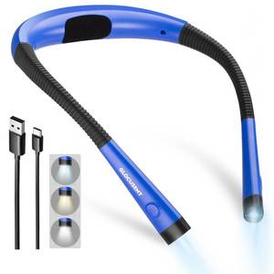 lot 12009 image: Glocusent Book Light, 3-Color & 6-Brightness Reading Light, Bendable Neck Light, 80-hr Lasting Rechargeable Book Light, Perfect Reading Lights for Books in Bed, Knitting, Repairing, Book Lovers Gifts