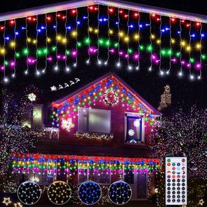 lot 12413 image: Lomotech 35Ft RGB Color Changing Icicle Lights - Waterproof Christmas Lights with Remote for Holiday, Wedding, Party, Eaves, Outdoor & Indoor Decorations (Non-Connectable)