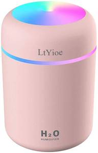 lot 12416 image: LtYioe Colorful Cool Mini Humidifier, USB Personal Desktop Humidifier for Car, Office Room, Bedroom,etc. Auto Shut-Off, 2 Mist Modes, Super Quiet. (Pink)