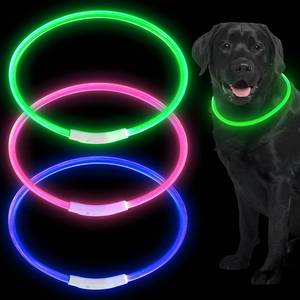 lot 12417 image: Weewooday 3 Pcs Dog Collar LED USB Rechargeable Lights Dog Necklace Collars Doggy Lights for Night Walking Adjustable Safety Lamp Pet Collars for Large Medium Small Puppy Pet(3 Colors,Classic Style)