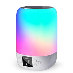 lot 12423 image: Night Light Bluetooth Speaker Alarm Clock, Sound Machine with White Noise, Touch Bedside Lamp for Bedroom, Dimmable Warm Light, 8 RGB Color Changing, Ideal Gift for 10-15 Year Old Teenage Boys Girls