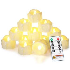 lot 13416 image: Homemory 12pcs Remote Timer LED Tea Lights Candles, 400Hours Flickering Flameless Battery Votive Tealights for Tabletop Lighting, Centerpieces Decor, Holiday, White Base