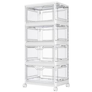 lot 13428 image: Kmiectse Clear Storage Bins with Lids,4 Tier Plastic Bins with Wheels,Stackable Storage Bin,Closet Organizers Box for Bedroom,Living Room,Toy,23 QT Folding Box with Magnetic door