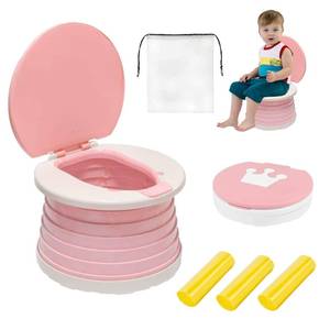 lot 13434 image: portable, foldable potty seat for toddler, Training Toilet Seat Emergency Toilet for Car, Camping, Outdoor, indoor (pink, small)