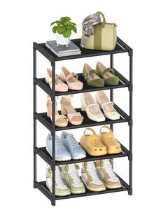 lot 14390 image: Autonomier 5-Tier Small Shoe Rack, Narrow Space-Saving Organizer for Small Spaces, Non-Woven Fabric Lightweight Shoe Shelves, for Closet Floor, Front Door, Entryway, KidsToddlerAdults, Black