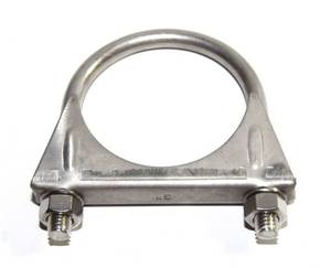 lot 14397 image: 3 Inch Stainless Steel Heavy Duty U-Bolt Exhaust Muffer Clamp (76mm), Saddle Design with Reinforced Ribs
