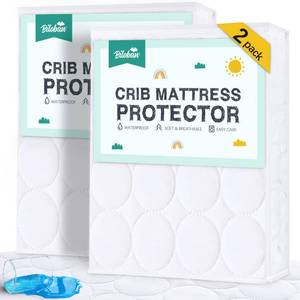 lot 14401 image: Crib Mattress Protector Sheets Waterproof 2 Pack, Quilted Crib Mattress Pad Cover Fitted Fits for Toddler Bed Mattress, White, 52�� x 28��